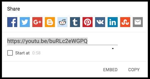 Pop-up for YouTube Sharing Options