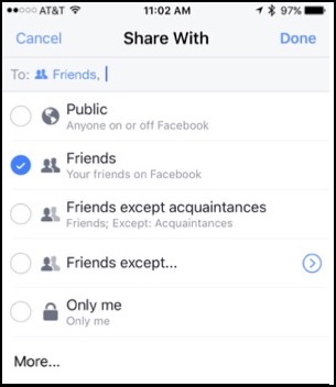Facebook Mobile Audience Selector Options